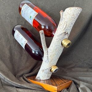 Rustic Birch Wood Wine Bottle Holder